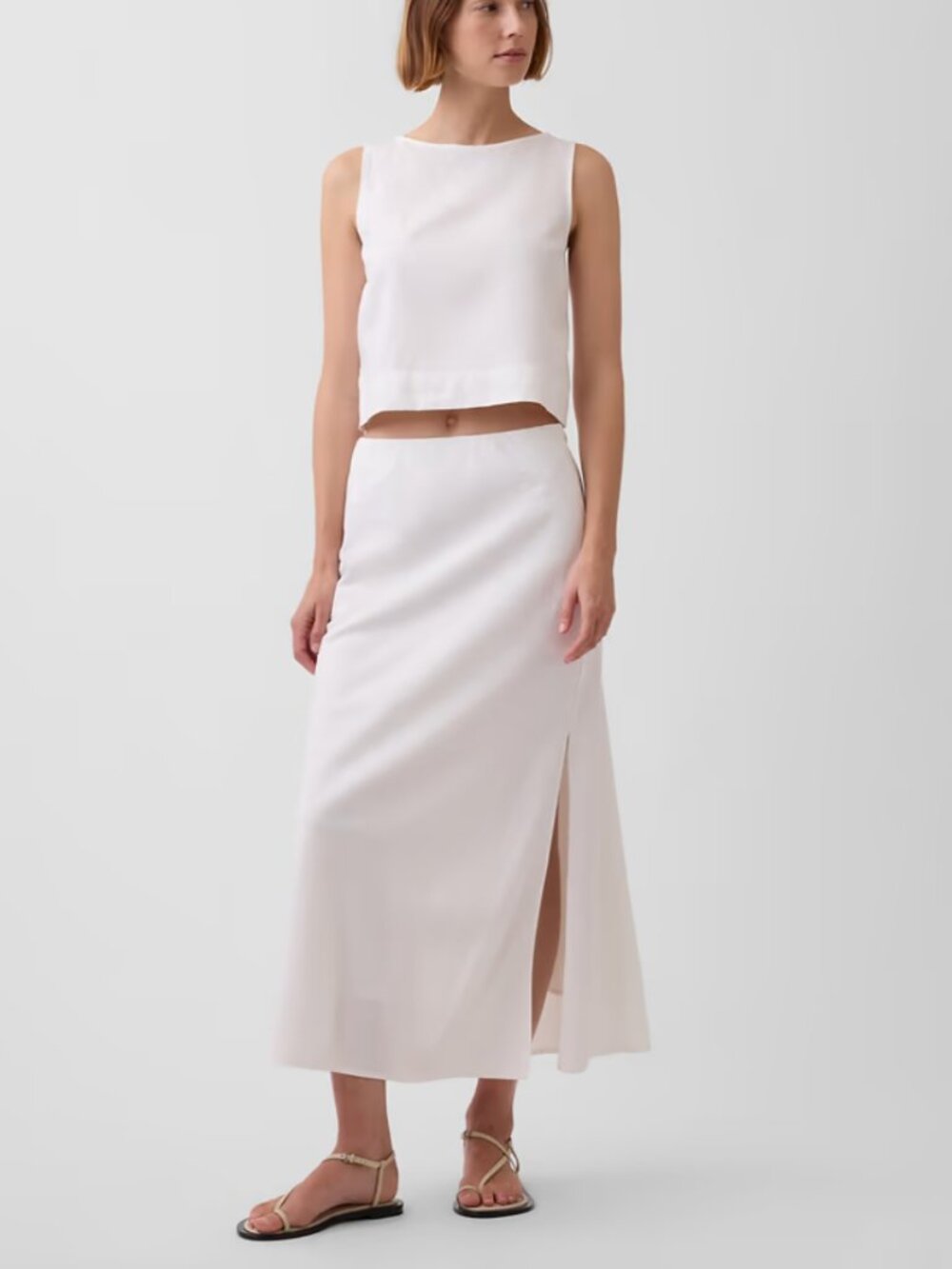 Gap Satin Maxi Skirt Medium Petite White